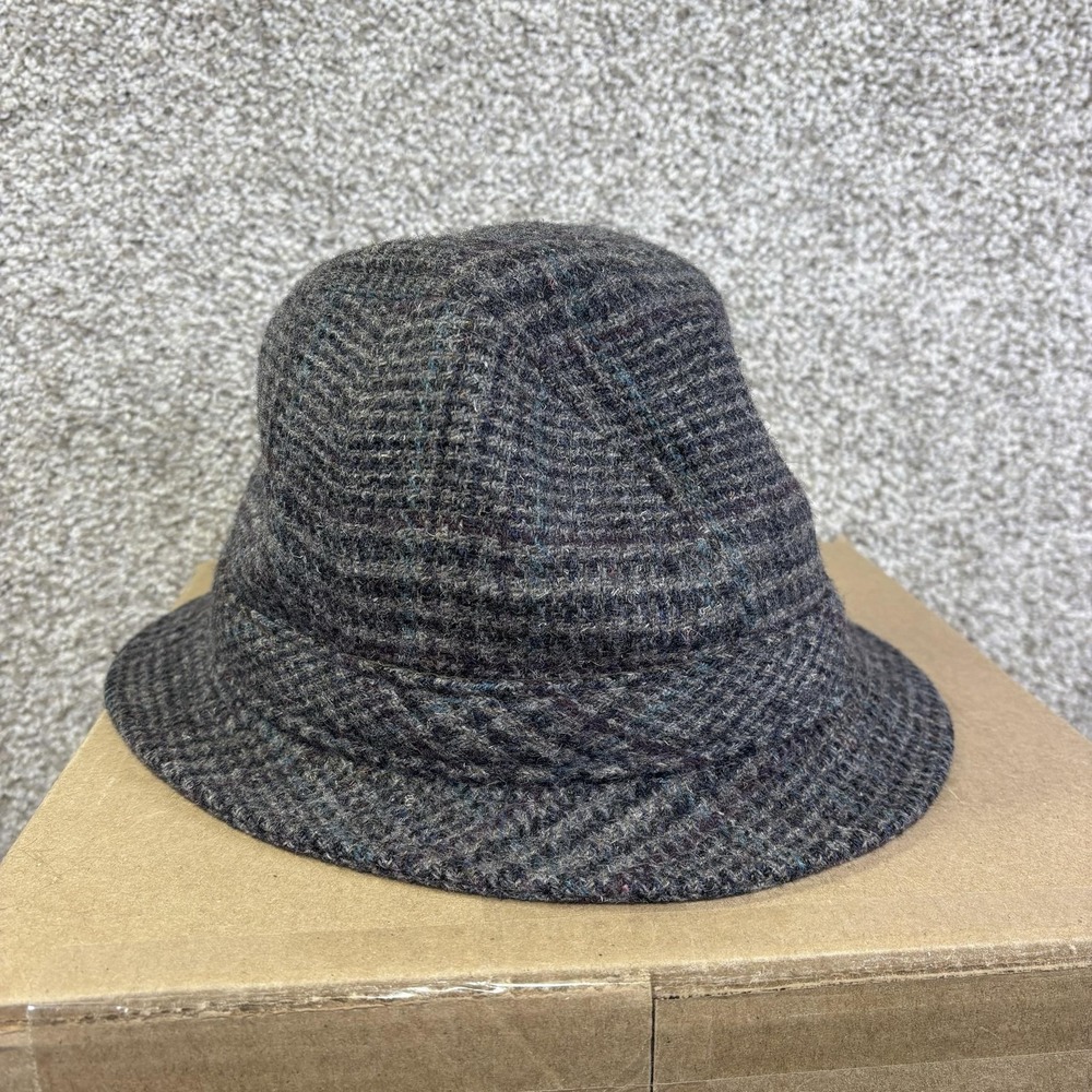 Vintage Pendleton Hat Bucket Mens Large Gray Check Wool Tweed Lined USA